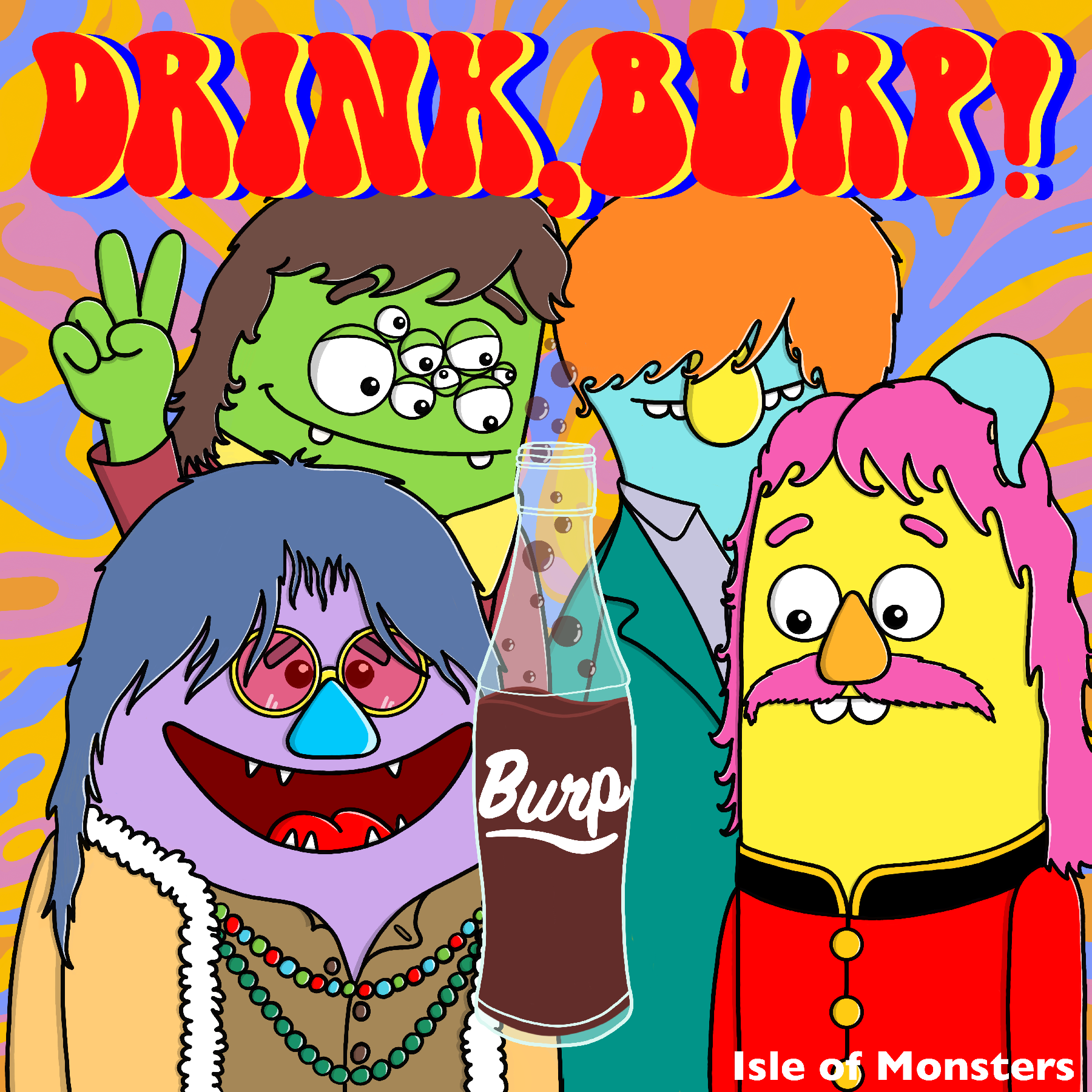 Drink Burp 60s Cotton color tote bag
